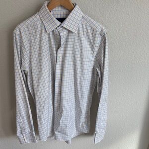 David Donahue Blue and Cream Check Shirt